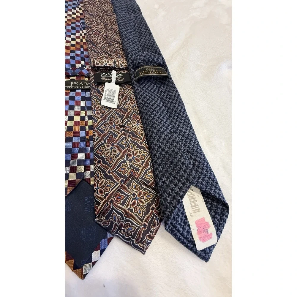 Jos A Bank Mens Silk Tie Lot 8 Signature Executive Reserve Neckties Patterned